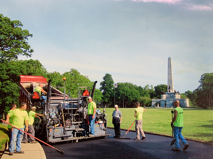 Asphalt paving in front of Lincoln's tomb